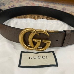 Authentic Gucci Wide Leather Belt with Double G buckle